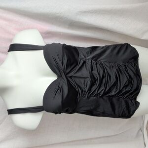 Tankini Top 40DD Black Ruched Sweetheart Wired Tie Back SwimSuit Lane Bryant New